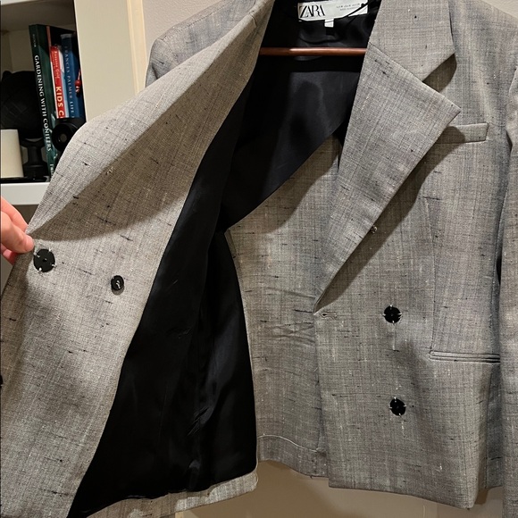 Zara hourglass gray 100% wool blazer size medium - Picture 6 of 8